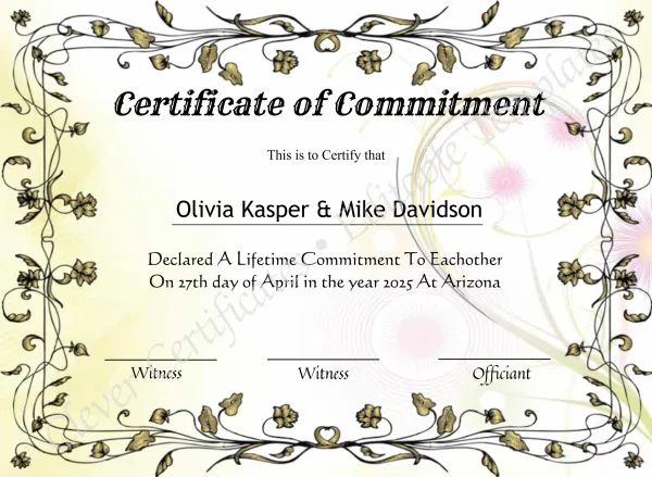 Editable Certificate Of Commitment
