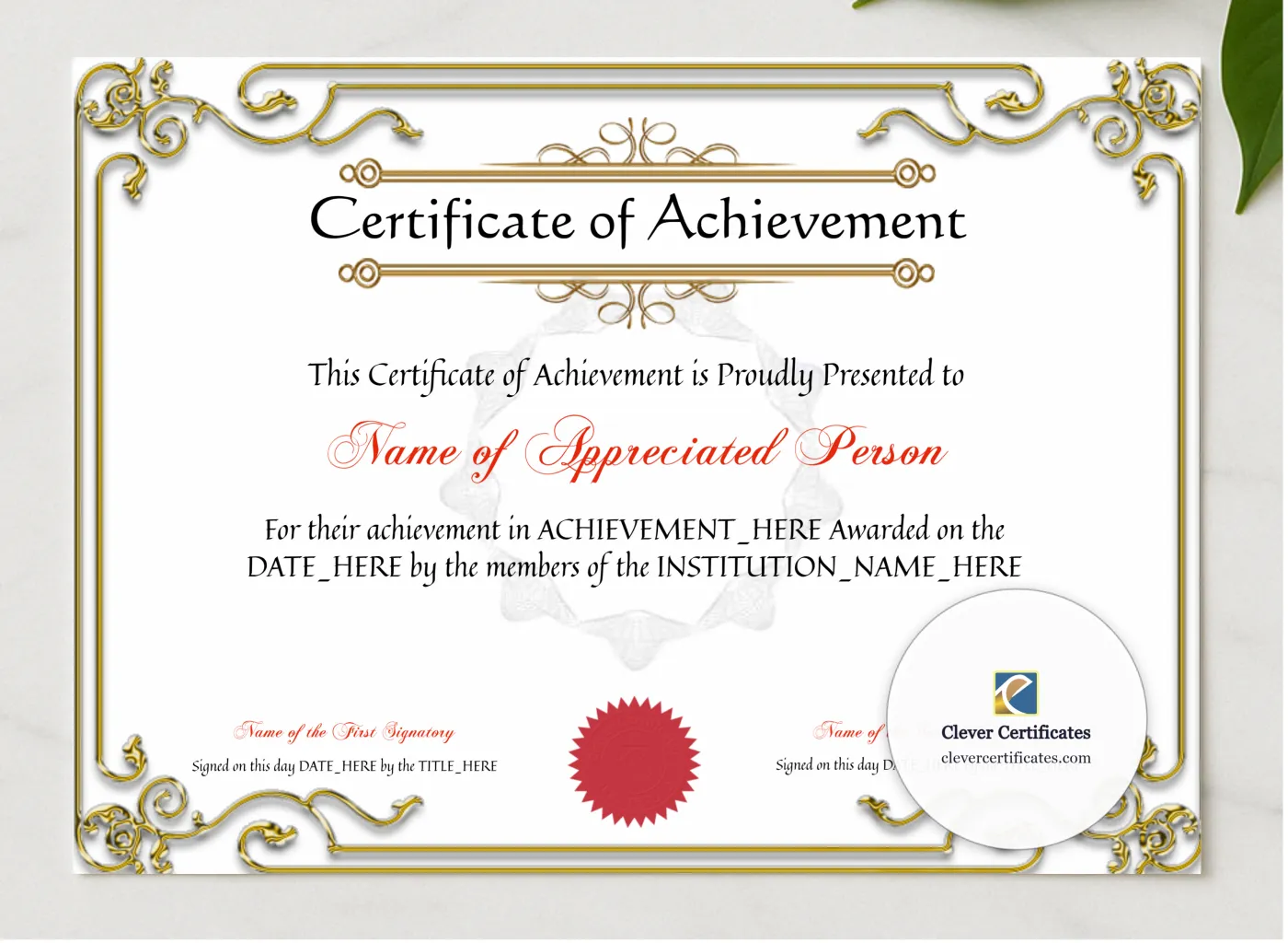 Recognition Leadership Award presented in a sleek wooden frame, elegantly arranged on a stylish table.