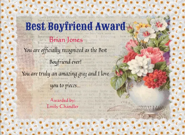 World Best Boyfriend Certificate