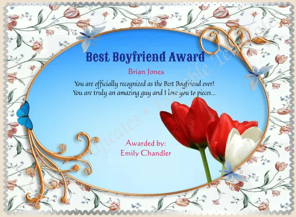 Best Boyfriend Certificate Template