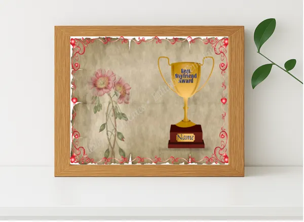 Realistic mockup featuring Best Bf Award displayed within a modern frame, set against a minimalistic background.