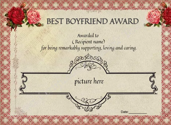 Editable Best Boyfriend Award