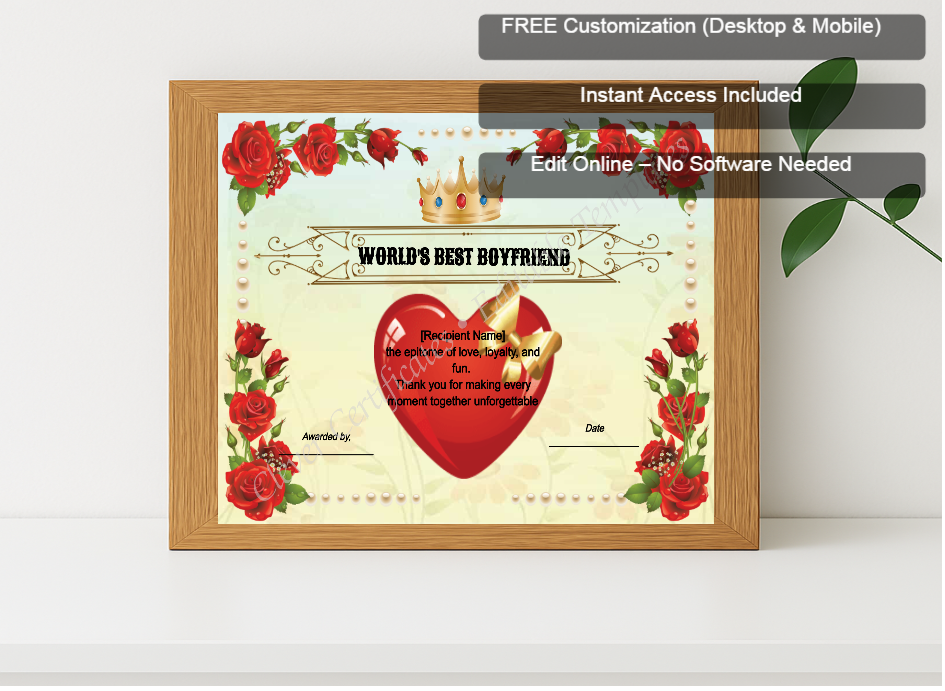 Premium mockup with Free Editor badge stack for Worlds Best Boyfriend Ever