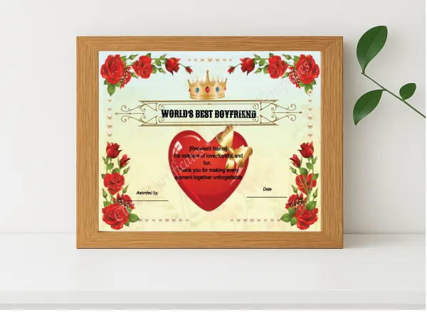 Realistic mockup featuring Worlds Best Boyfriend Ever displayed within a modern frame, set against a minimalistic background.