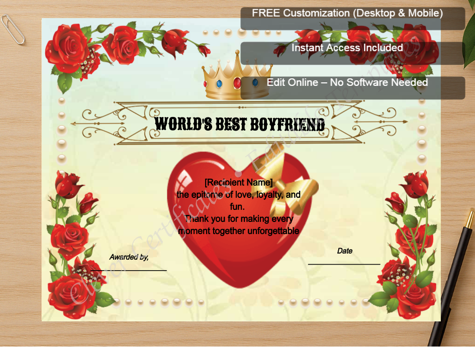 Zoomed preview with Free Editor badge stack for Worlds Best Boyfriend Ever
