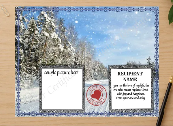 Professional preview of Love You Certificate certificate on high-quality stationery paper, ideal for showcasing the final look.