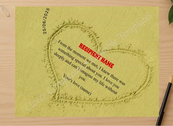 Professional preview of Love Declaration Award certificate on high-quality stationery paper, ideal for showcasing the final look.