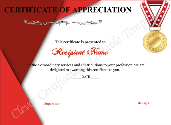 Certificate Of Appreciation Editable