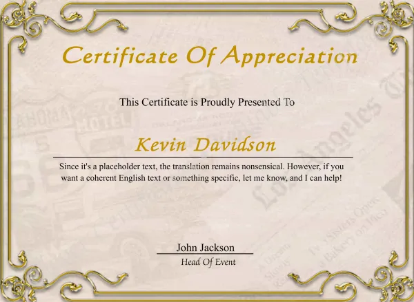 Elegant Certificate Of Appreciation