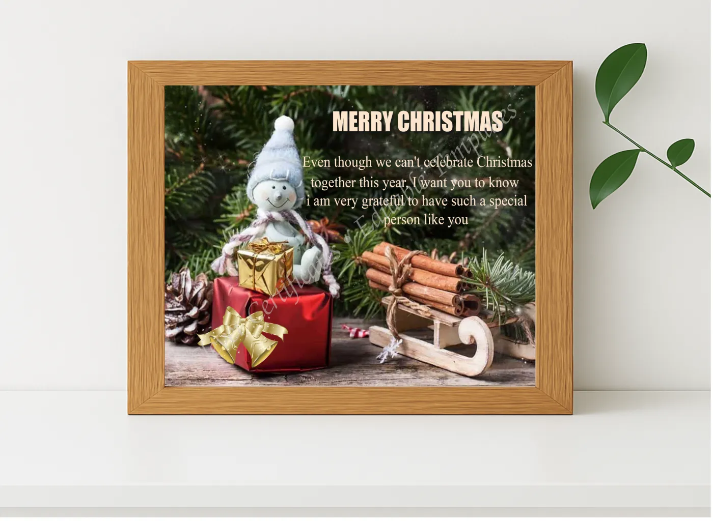 Realistic mockup featuring Editable Christmas Certificate displayed within a modern frame, set against a minimalistic background.
