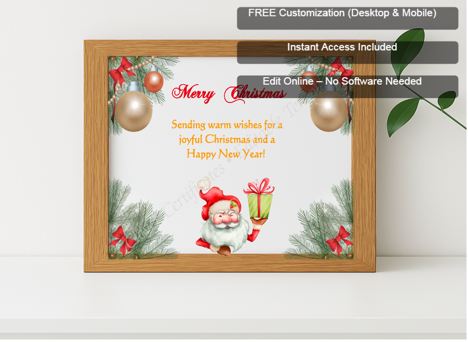 Premium mockup with Free Editor badge stack for Editable Happy Christmas Card