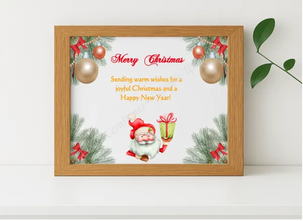Realistic mockup featuring Editable Happy Christmas Card displayed within a modern frame, set against a minimalistic background.