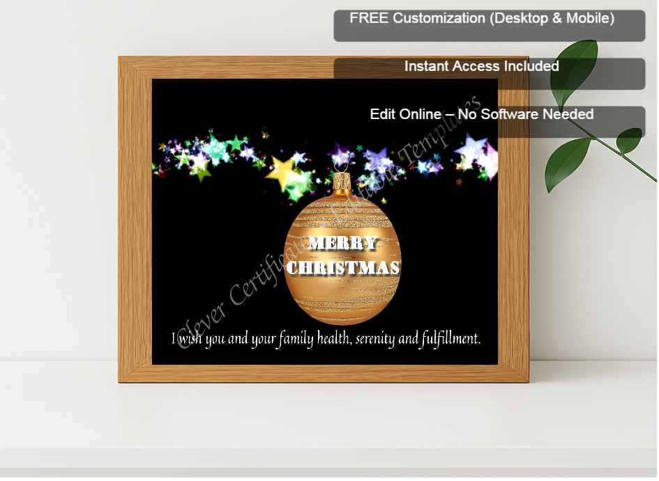 Premium mockup with Free Editor badge stack for Editable Christmas Card
