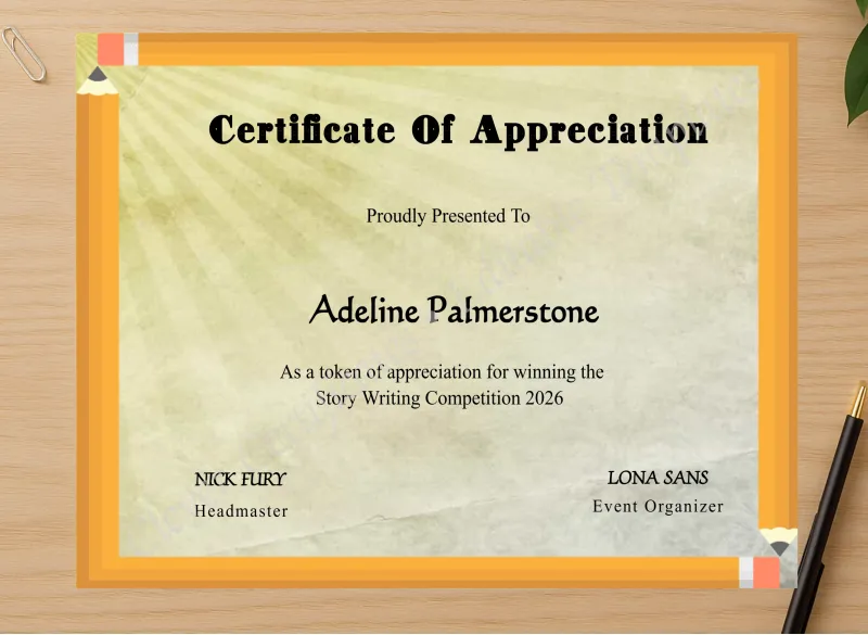 Professional preview of Playful Appreciation Certificate certificate on high-quality stationery paper, ideal for showcasing the final look.
