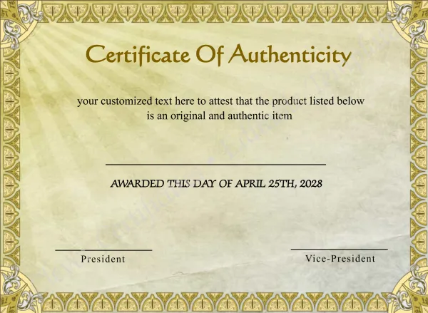 Editable Certificate Of Authenticity