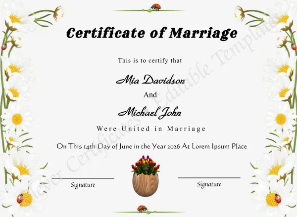 Downloadable Wedding Certificate