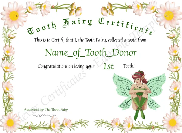 Tooth Fairy Certificate