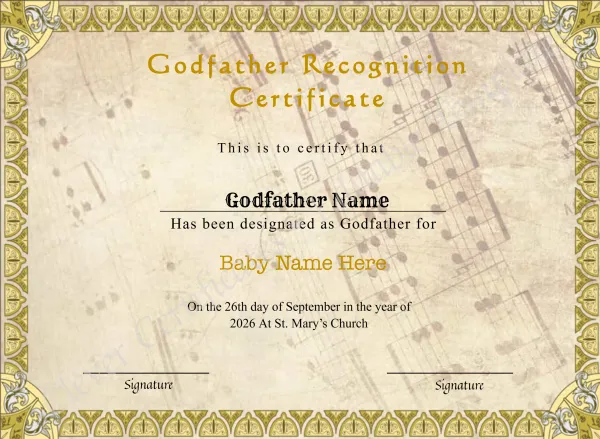 Printable Godfather Certificate