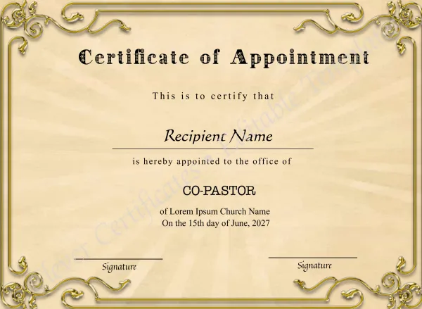 Editable Appointment Certificate