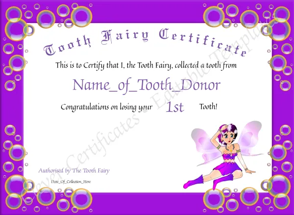 Tooth Fairy Certificate 2
