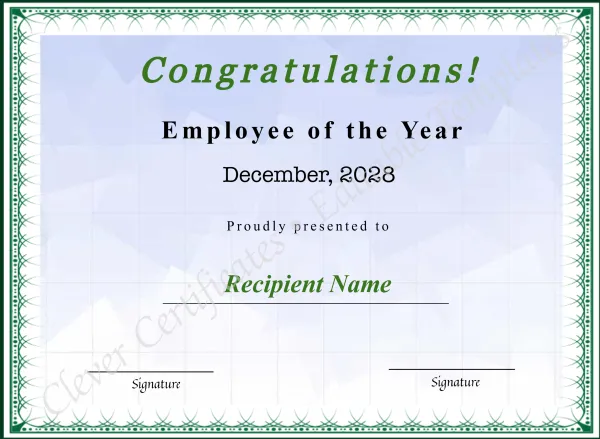 Editable Certificate Of Employee Of The Year