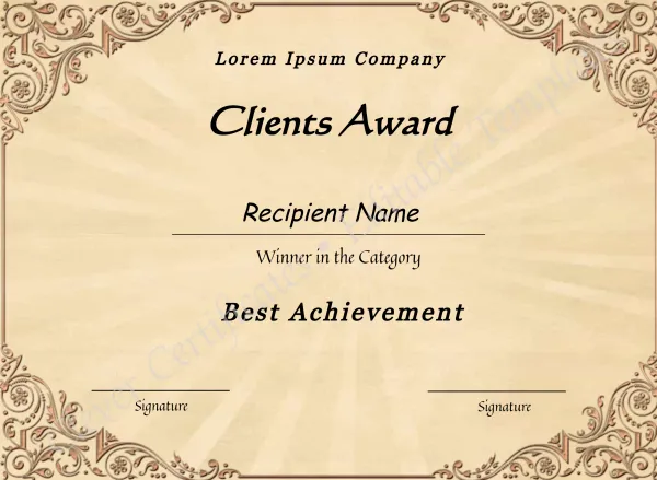Editable Best Client Appreciation Award