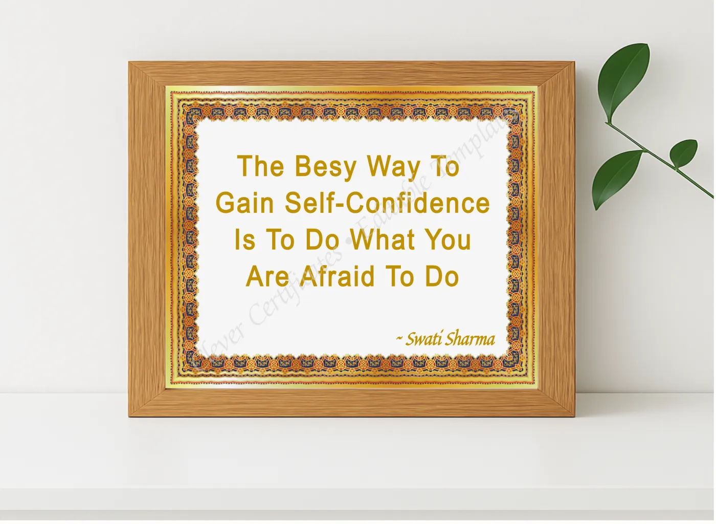Realistic mockup featuring Swati Sharma Quotation displayed within a modern frame, set against a minimalistic background.