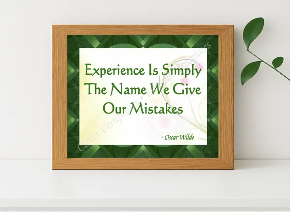 Realistic mockup featuring Oscar Wilde Quotation displayed within a modern frame, set against a minimalistic background.