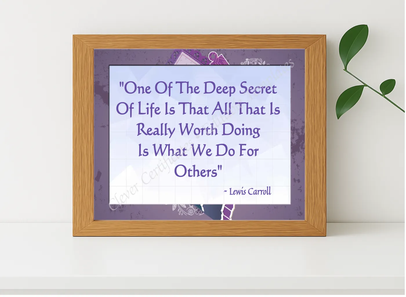 Realistic mockup featuring Lewis Carroll Quotation displayed within a modern frame, set against a minimalistic background.