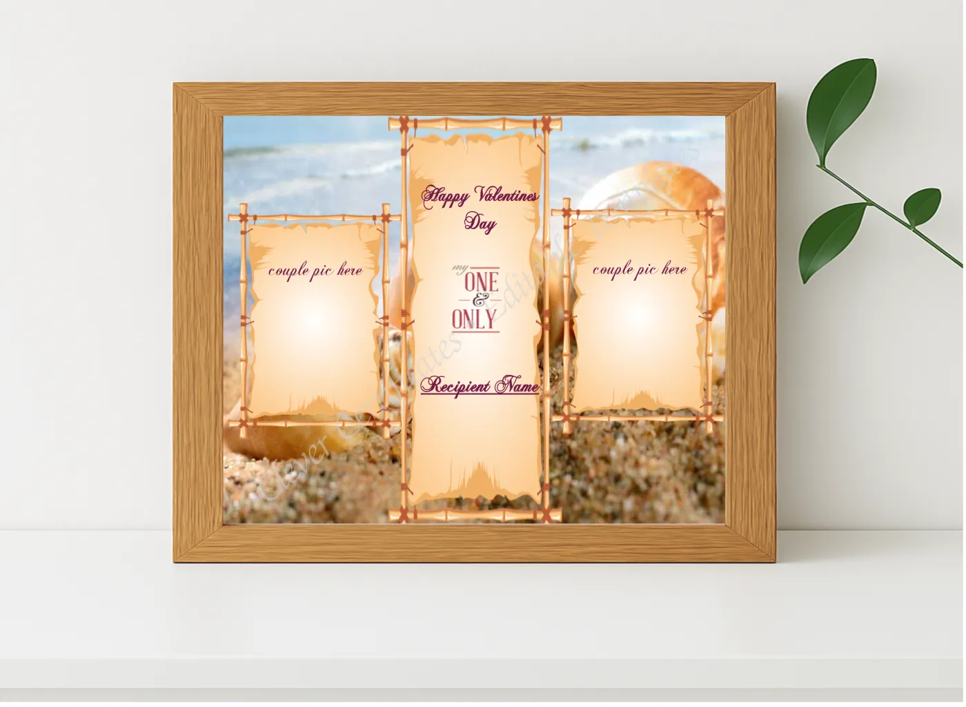 Realistic mockup featuring Editable Valentine Day Card displayed within a modern frame, set against a minimalistic background.