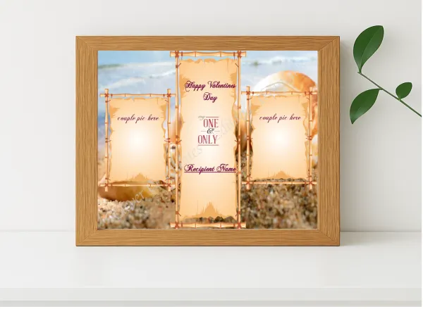 Realistic mockup featuring Editable Valentine Day Card displayed within a modern frame, set against a minimalistic background.