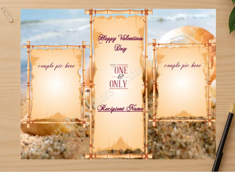Professional preview of Editable Valentine Day Card certificate on high-quality stationery paper, ideal for showcasing the final look.