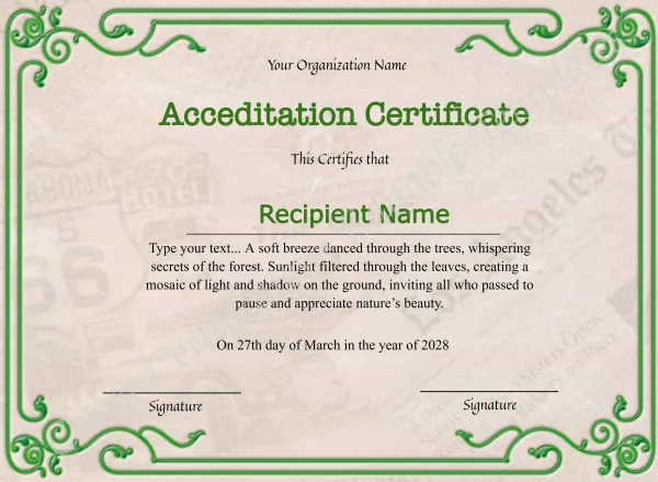 Pritnable Certificate Of Accreditation