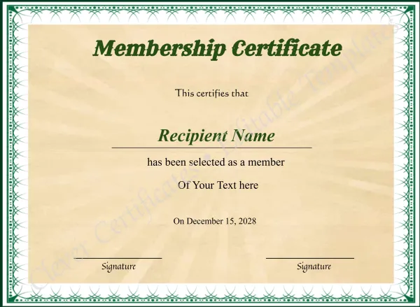 Printable Certificate Of Membership