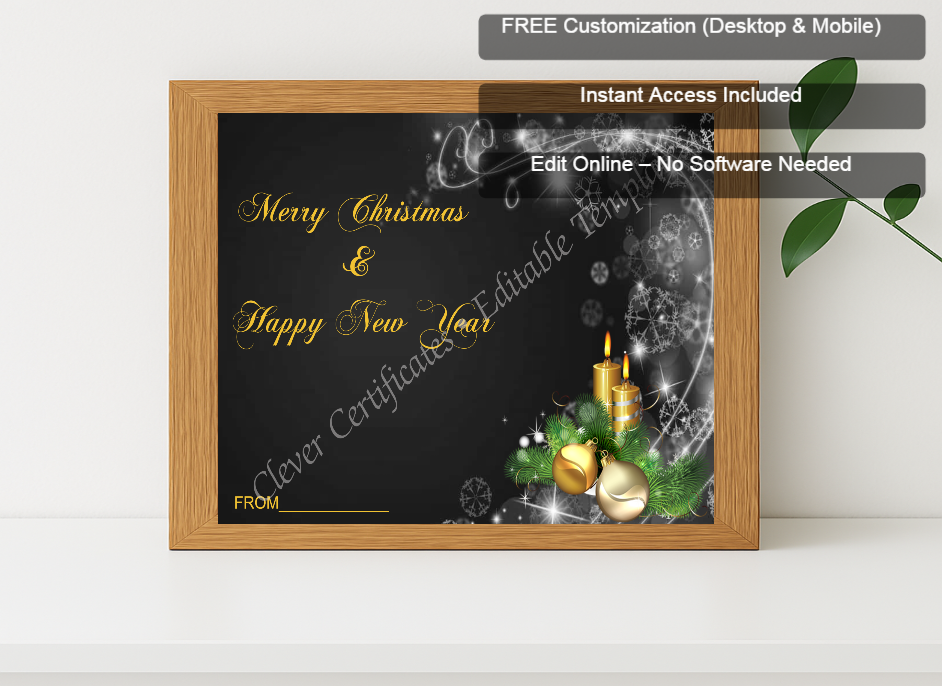 Premium mockup with Free Editor badge stack for Beautiful Christmas Card