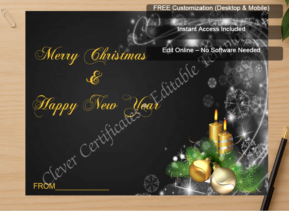 Zoomed preview with Free Editor badge stack for Beautiful Christmas Card