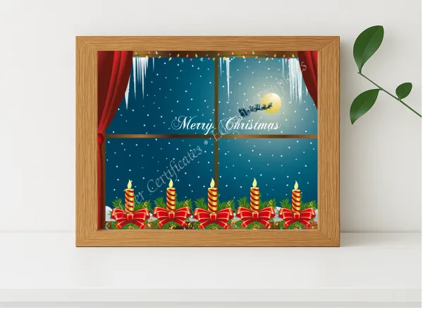Realistic mockup featuring Printable Merry Christmas Card displayed within a modern frame, set against a minimalistic background.