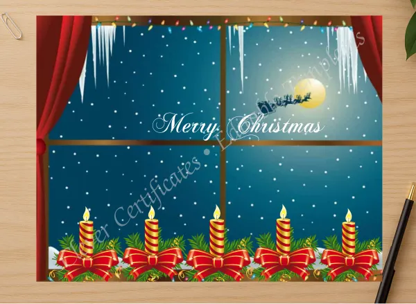 Professional preview of Printable Merry Christmas Card certificate on high-quality stationery paper, ideal for showcasing the final look.