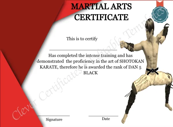 Martial Arts Certificate