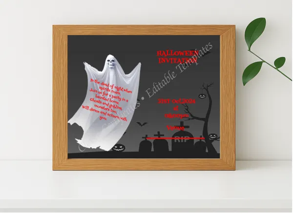 Realistic mockup featuring Halloween Fright Night displayed within a modern frame, set against a minimalistic background.