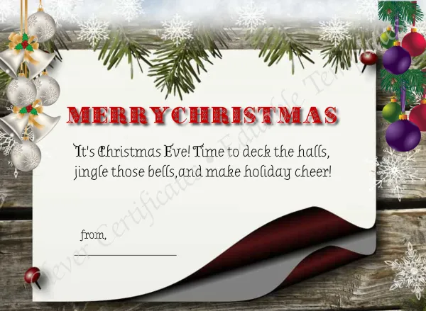 Christmas Eve Card Editable