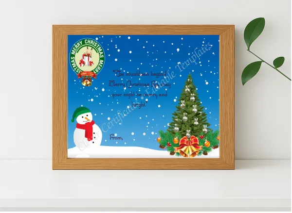 Realistic mockup featuring Christmas Sentiments displayed within a modern frame, set against a minimalistic background.