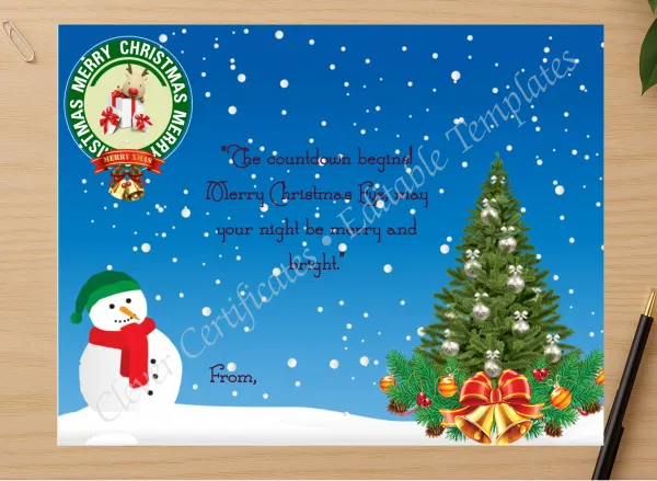 Professional preview of Christmas Sentiments certificate on high-quality stationery paper, ideal for showcasing the final look.
