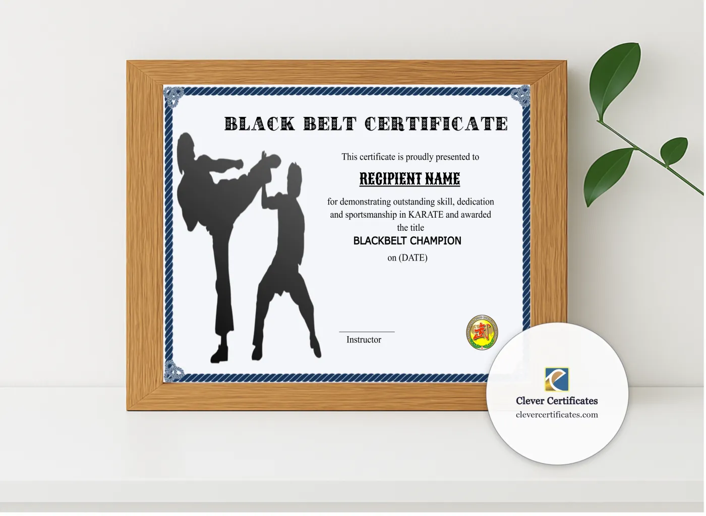 Realistic mockup featuring Blackbelt Award displayed within a modern frame, set against a minimalistic background.