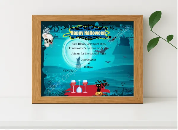 Realistic mockup featuring Boo And Booze Halloween Cocktail Party displayed within a modern frame, set against a minimalistic background.