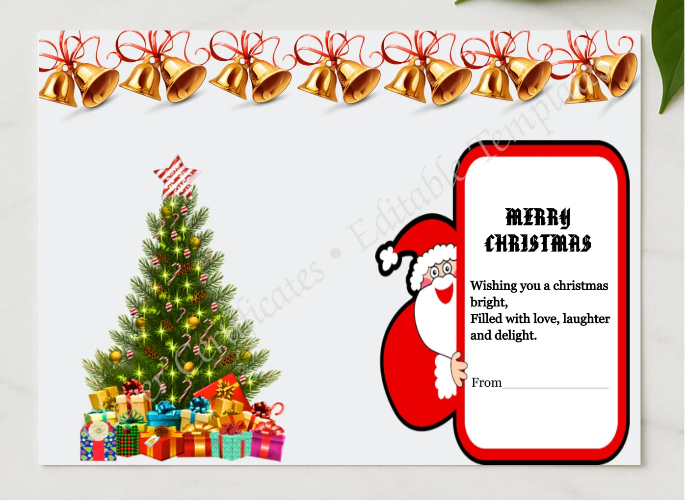 Sweet Christmas presented in a sleek wooden frame, elegantly arranged on a stylish table.