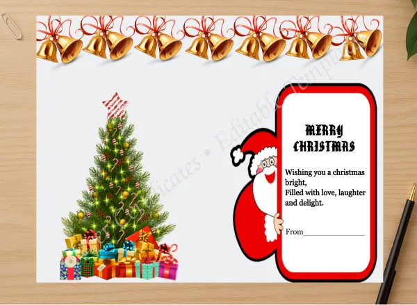 Professional preview of Sweet Christmas certificate on high-quality stationery paper, ideal for showcasing the final look.