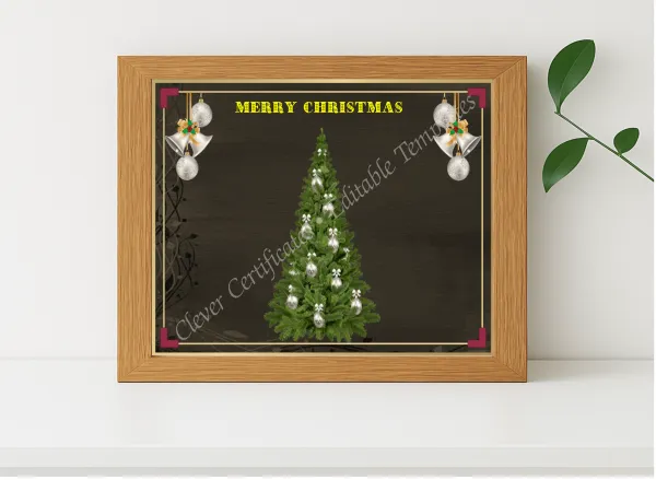 Realistic mockup featuring Christmas Festive Card displayed within a modern frame, set against a minimalistic background.