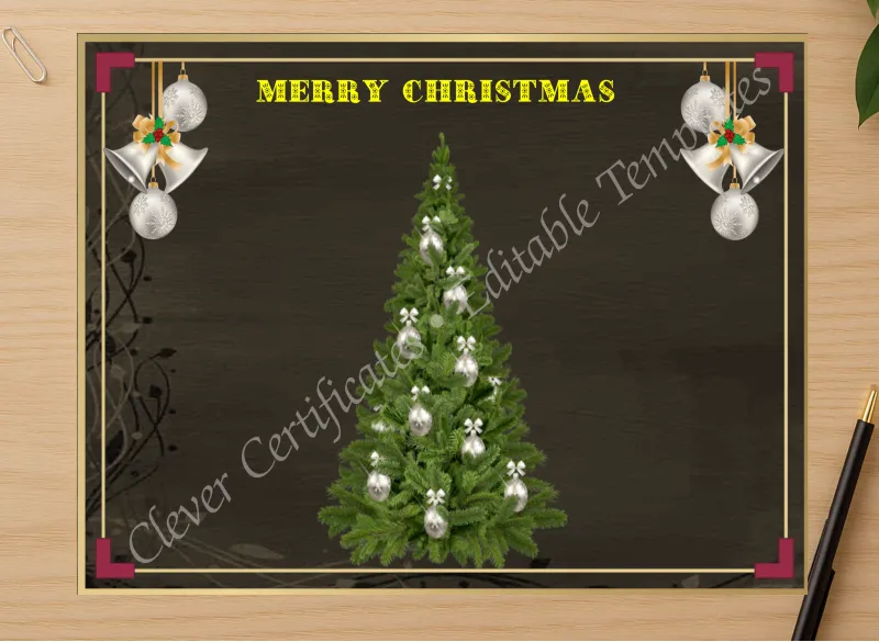 Professional preview of Christmas Festive Card certificate on high-quality stationery paper, ideal for showcasing the final look.