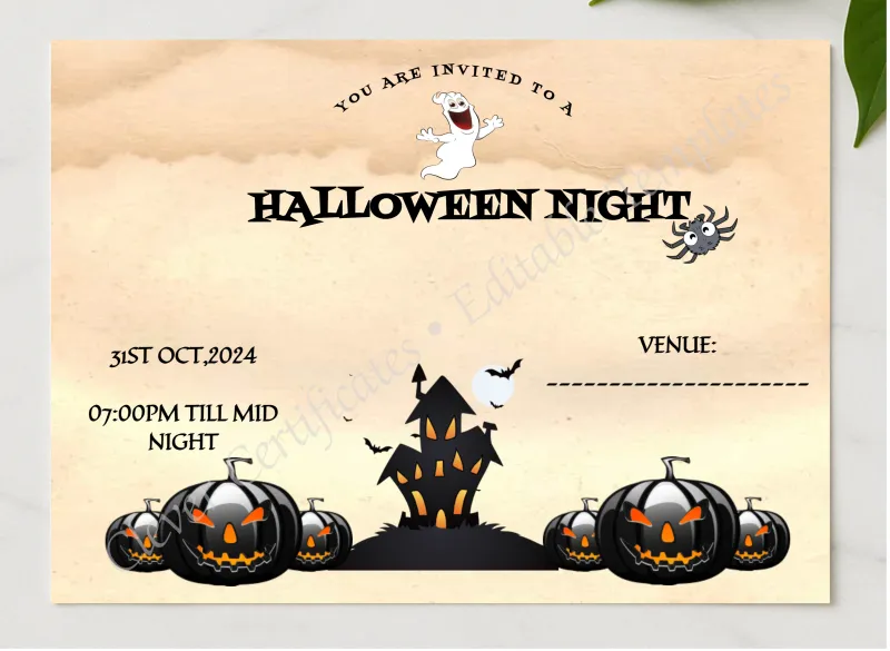 Halloween Night presented in a sleek wooden frame, elegantly arranged on a stylish table.